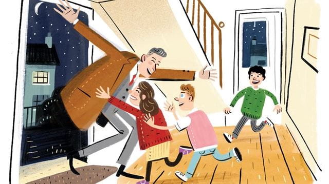 Just four minutes of enthusiasm when you come home from work can really boost family mood